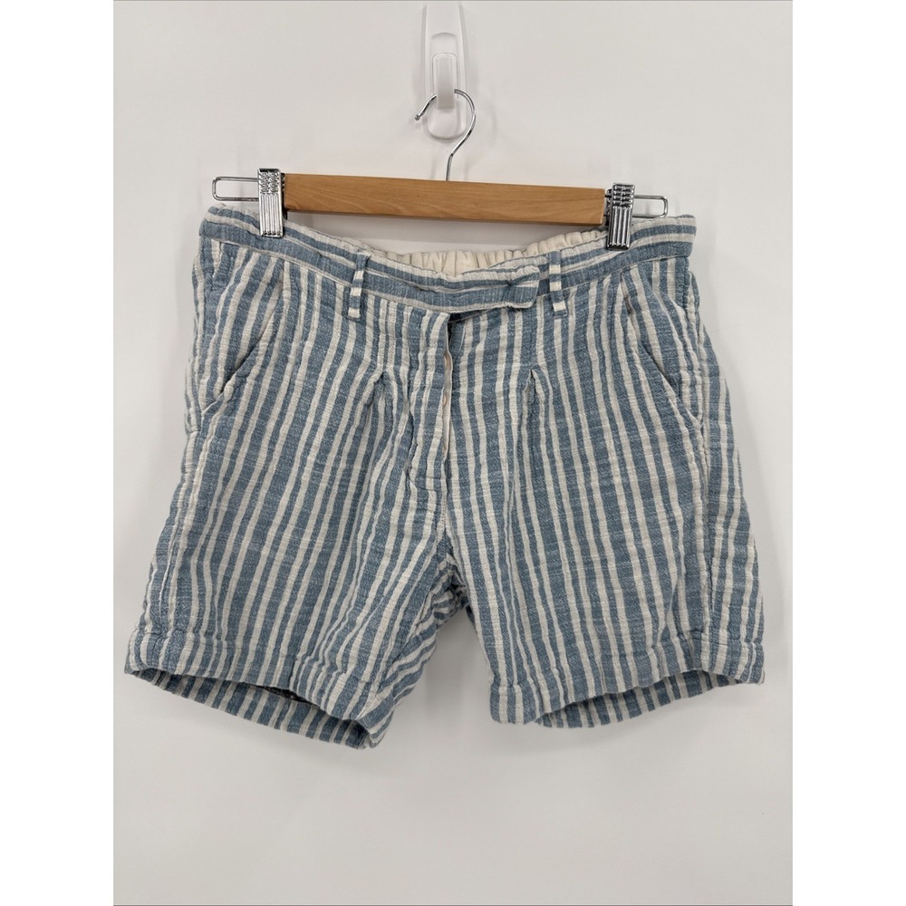 Ace & Jig Womens 100% Cotton Blue Striped 4" Shorts Size Small Quality Comfort